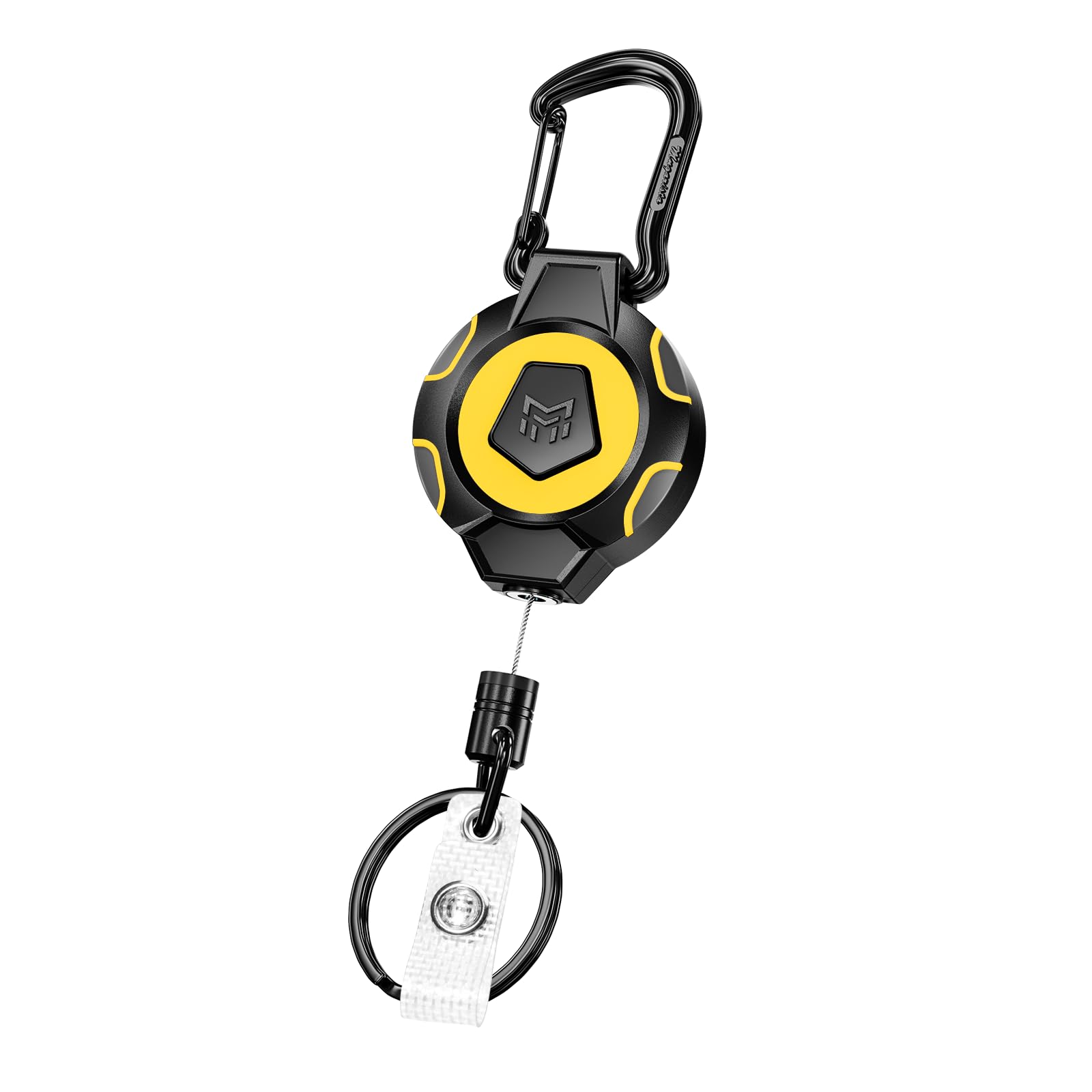 MNGARISTA Upgraded Retractable Keychain, 283 g Retraction, 80 cm Stainless Steel Cord, Heavy Duty Carabiner Badge Holder