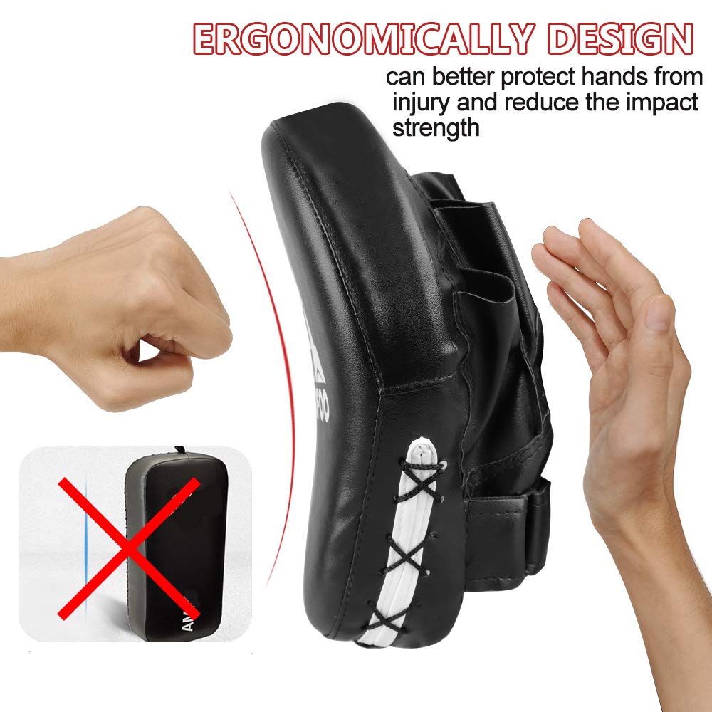 GROOFOO 1 Paio Colpitori Boxe Scudo Sciopero Pastiglie Pelle Focus Pads per l'addestramento di Kickboxing Muay Thai Boxe MMA Taekwondo