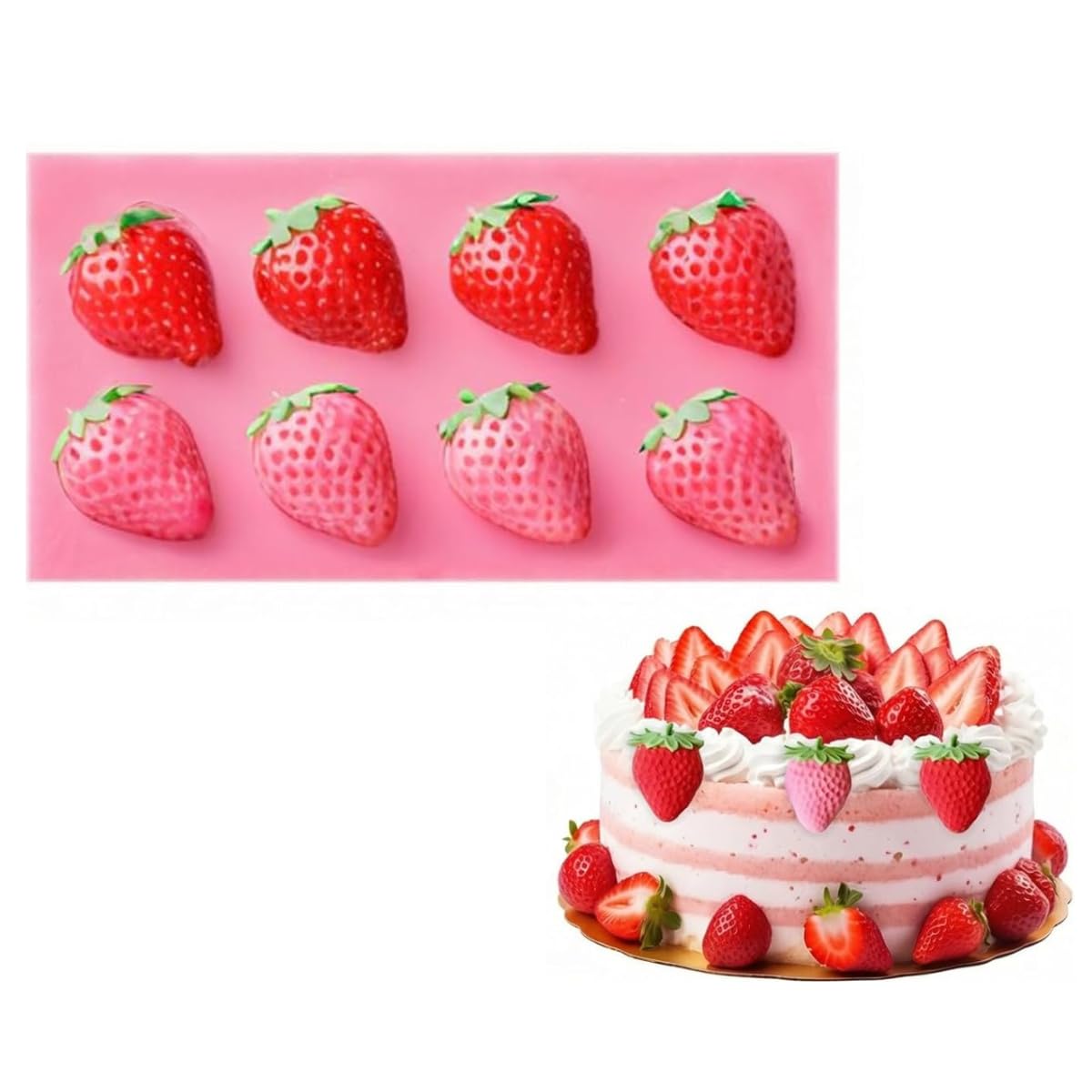 8 Slot Strawberry Silicone Mold Fruit Candle Mold for Candle Making Cake Fondant Decorating Chocolate Candy Food melts Dessert Pastry wax melts Polymer Clay Resin Soap Crafting Projects Clay Mold-image-5