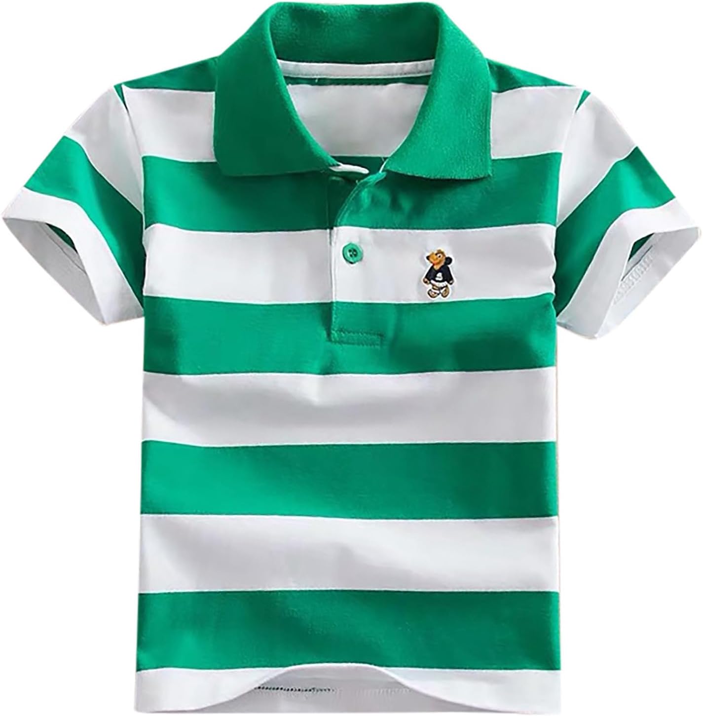 Boy Girl School Uniform Polo Shirts Striped Print Short Sleeve T-Shirts