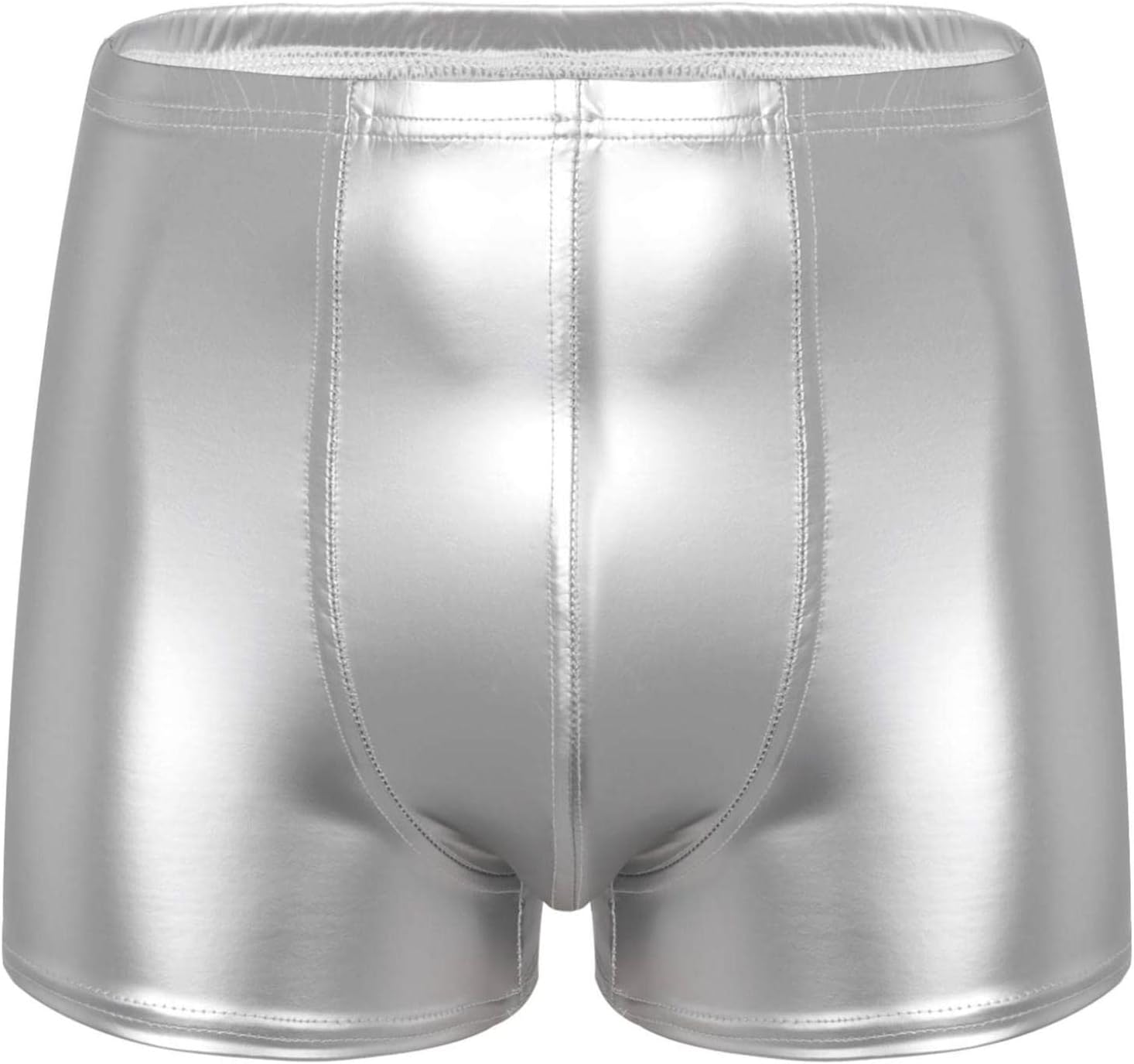 Freebily Men's Wet Look Latex PVC Leather Shorts Bulge Pouch Boxer Brief Clubwear Hot Pants