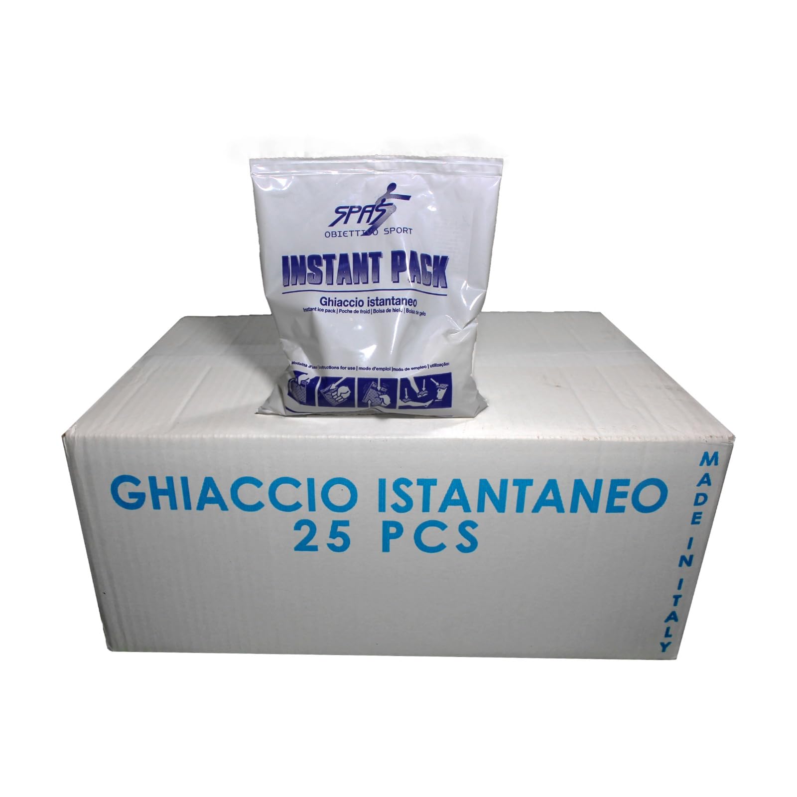 Instant Pack Ghiaccio Istantaneo Monouso – 25 Bustine in Polietilene per Sport e Applicazioni Fredde