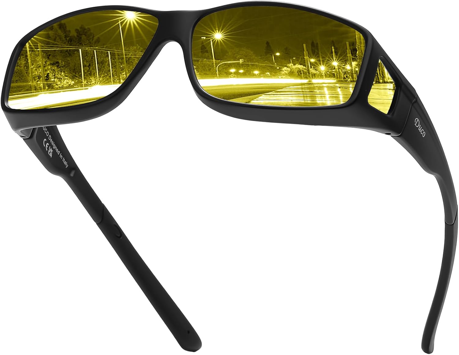 DUCO Night Driving Glasses Night Vision Glasses Fit Over Glasses for Men Women Polarized Anti-Glare Pro Yellow Lens 8953Y