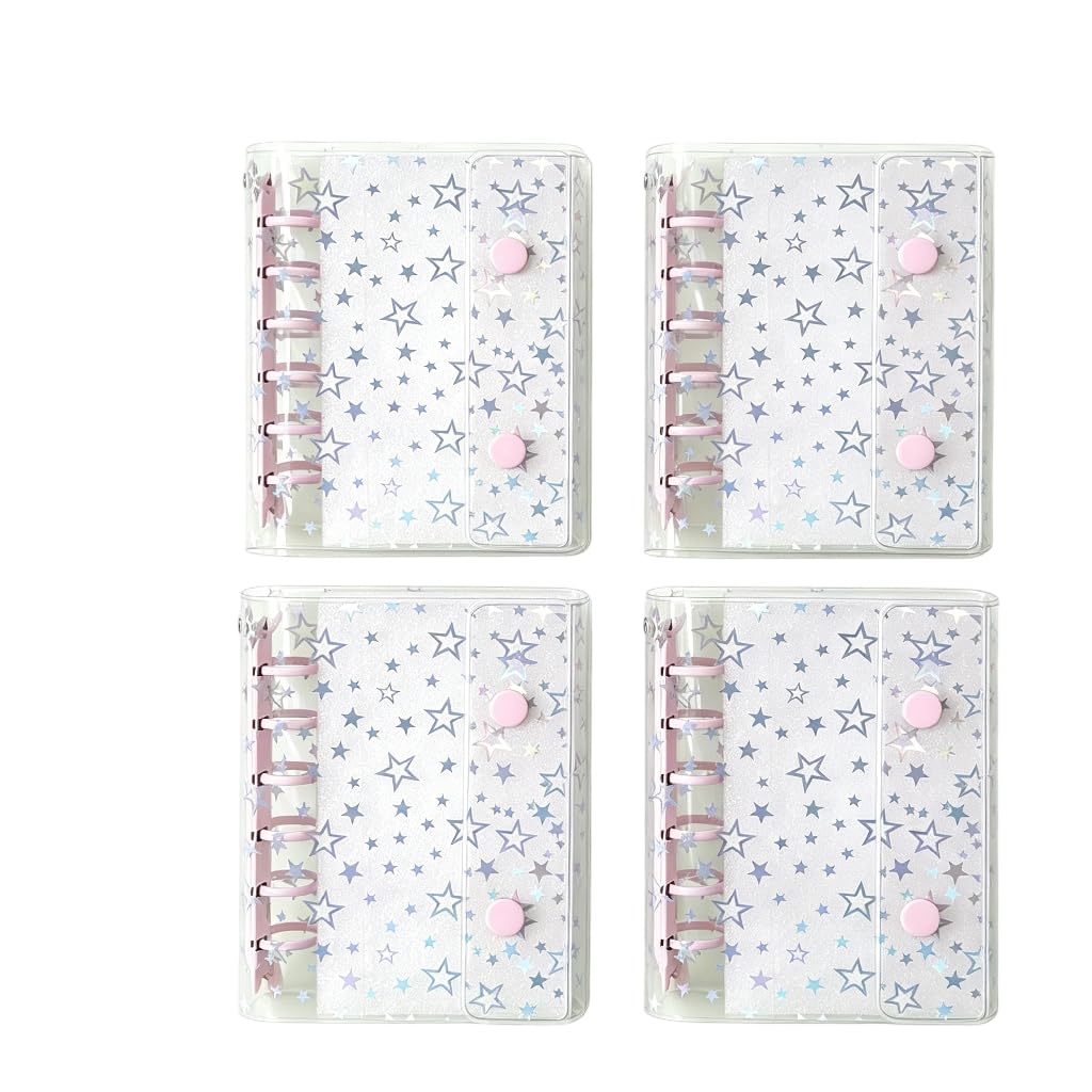 Raccoglitore ad anelli, formato A7, in plastica PVC, impermeabile, per scuola e ufficio (rosa-4)