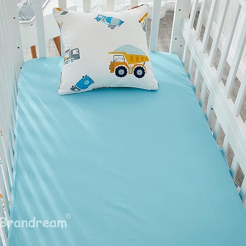 Miniatura 5 de Brandream Juego de ropa de cama para cuna para niños, juego de ropa de cama de algodón de 3 piezas | Edredón de algodón para vehículos excavadora de