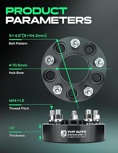 Miniatura 4 de YHTAUTO Espaciadores de rueda centrados de cubo de 5 x 4.5 pulgadas de 1.5 pulgadas, compatibles con modelos Ford, Lincoln, Explorer, Mustang, GT,