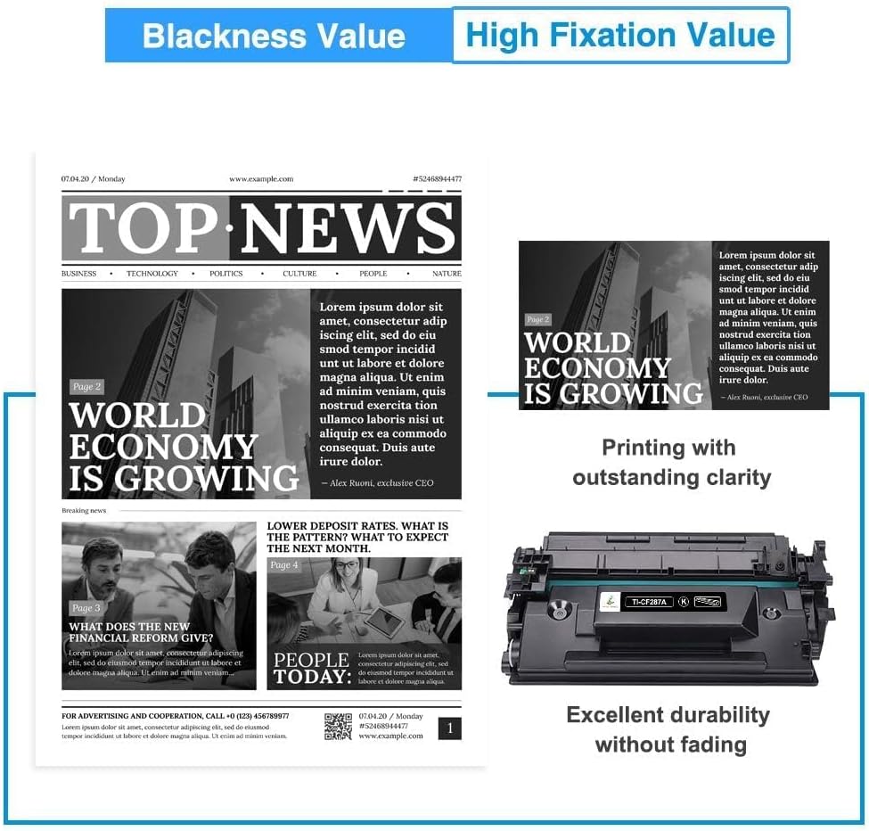 TRUE IMAGE Compatible 87A Toner Cartridge Replacement for HP 87A 87X CF287A CF287X for HP LaserJet Enterprise M501dn M506dn M506n M506x, MFP M527dn M527f Printer Ink (Black, 2-Pack)