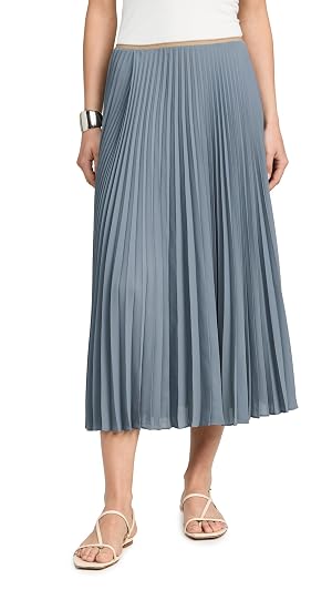 Vince Women's Draped Pleated Skirt, Lake Stone, Blue, 14 at Amazon
