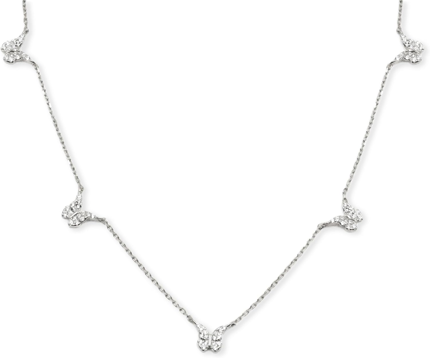 Butterfly Station Choker Necklace, 18K Plated 925 Sterling Silver, Dainty Adjustable 16"-18" Chain, Gifts for Women Mom Wife