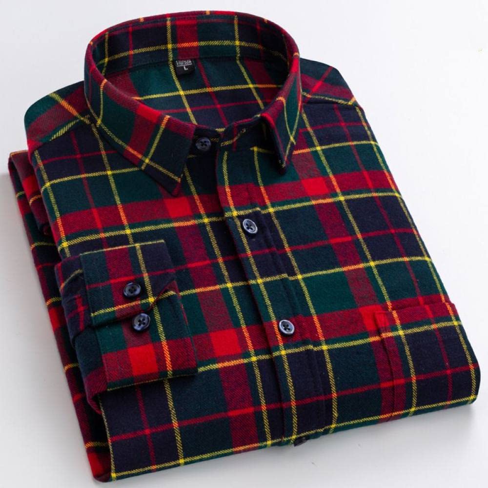 Camicia In Cotone A Maniche Lunghe Da Uomo,Camicia Casual Da Uomo A Maniche Lunghe, Camicia A Quadri In Flanella Di Cotone Da Uomo Manica Lunga Con Tasca Sul Petto Camicia Casual A Quadri In Cotone