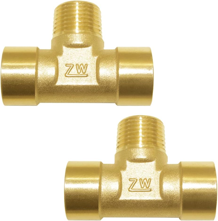 Brass Pipe Fitting, Street Tee, 1/2 In. Female NPT X 1/2 In. Male NPT X