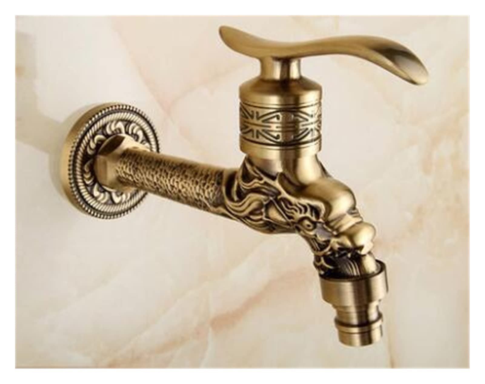 Brass Tap Faucet Garden Bibcocks Antique Brass Dragon Carved Washing Machine Faucet Outdoor Faucet Single Cold Tap Easy to Install(Purple)