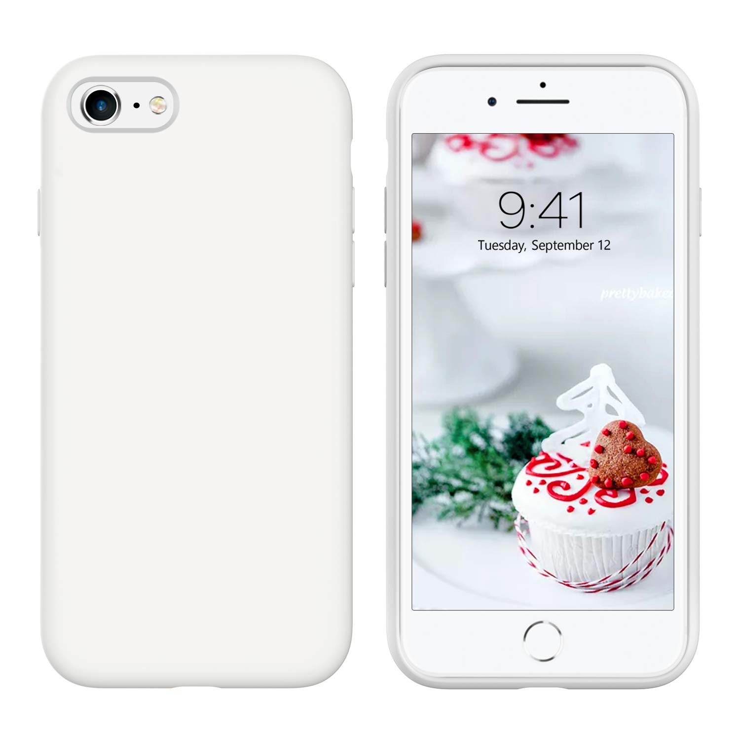 GUAGUA iPhone SE 2020 Case iPhone 8 Case iPhone 7 Case 4.7-inch Liquid Silicone Soft Gel Slim Microfiber Lining Cushion Texture Cover Shockproof Protective Cases for iPhone 8/7/SE 2020 White