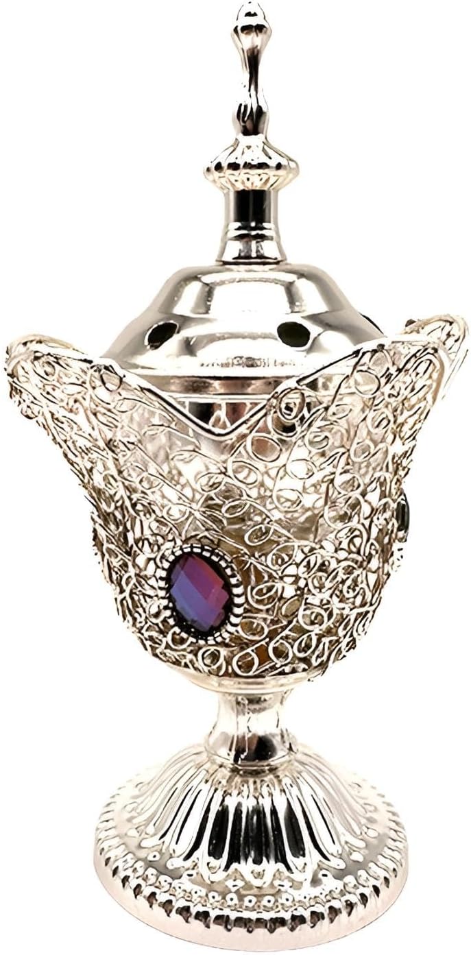 Holders (Silver-S), Decorative Incense Burner for Home,Traditional Arabic Bakhoor Holder,Luxury Metal Incense Burner for Bakhoor