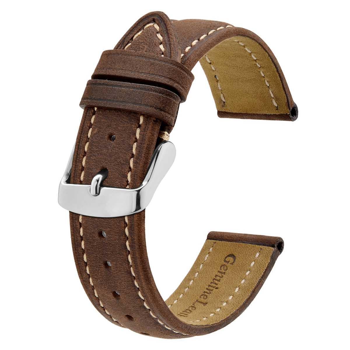 Correa de reloj de cuero genuino 18mm 19mm 20mm 21mm 22mm 23mm 24mm pulsera de repuesto para hombres y mujeres