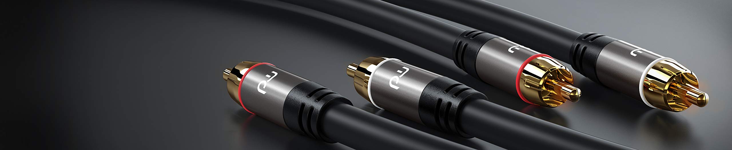Primewire - Câble Audio stéréo Cinch de 2 m - Câble coaxial entrée Aux - 2 x RCA mâle vers 2 x RCA mâle - Fiches plaquées Or de précision - Blindage continu - conducteur en cuivre sans oxygène,2m,Noir