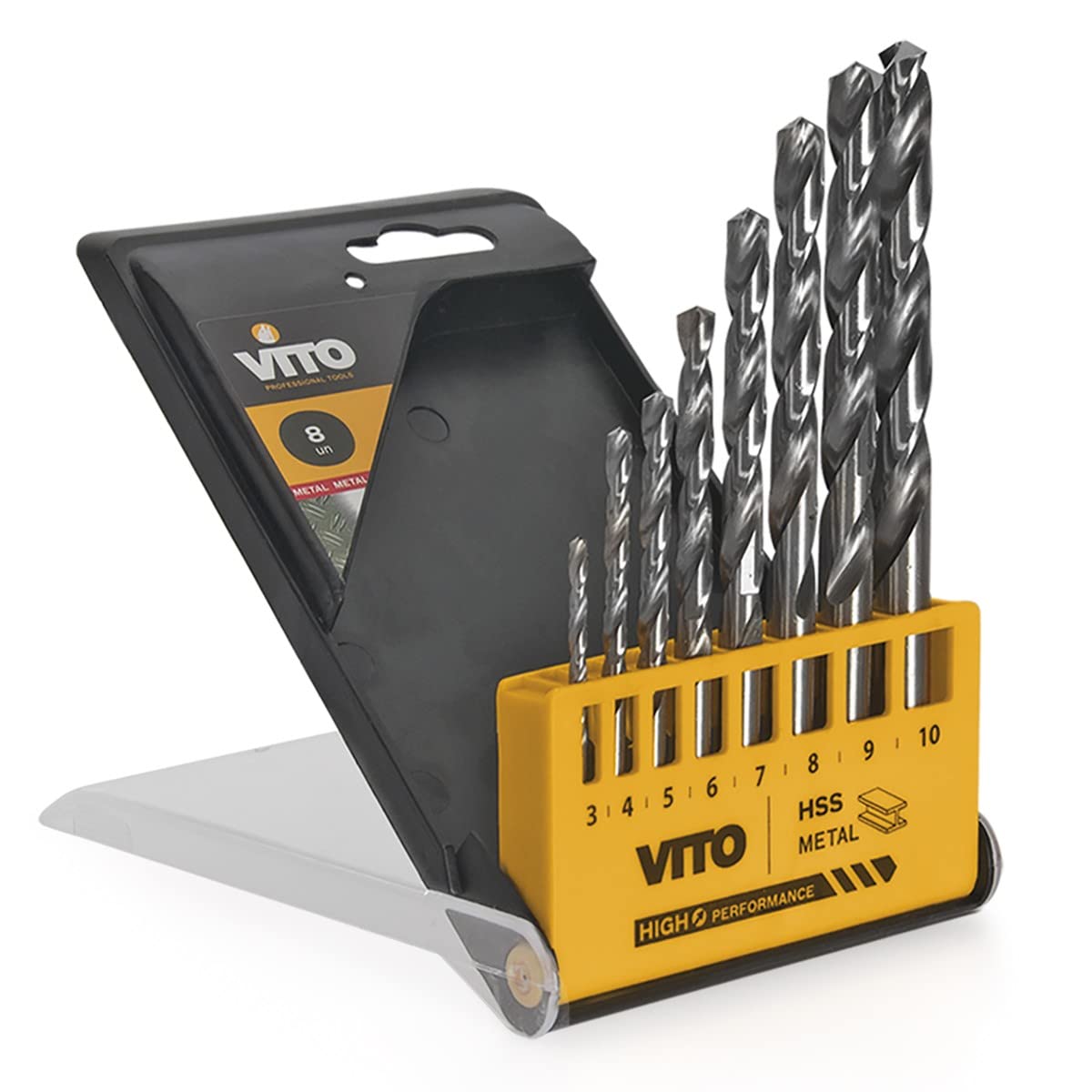 Trapano a percussione 850 W Vitopower + 8 punte da 3 a 10 mm in acciaio + scatola per attrezzi Vito 18"