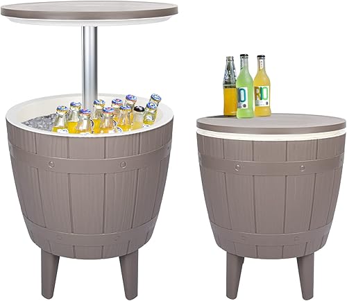Vipush - Mesa enfriadora para exteriores - Mueble de patio ajustable con barra de enfriamiento para fiestas, cerveza, vino, bebidas - Decoración