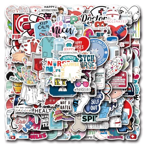 110 Pcs Nurse Stickers Vinyl Nursing Stickers Decals for Laptops and Water Bottles Nurse Accessories for Work