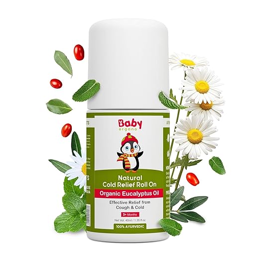 Baby Organo Natural Cold Relief Roll-on for Cold, Cough, Nose Block and Chest Congestion (40ml)