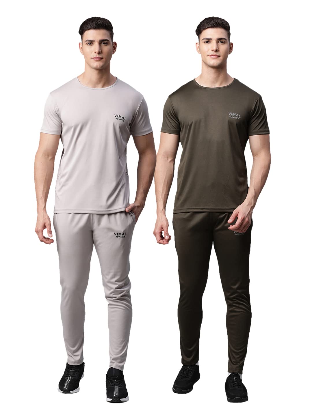 mack jonney Polyester Dryfit Solid Lycra Casual Style Tracksuit Co-Ord Sets For Men (Pack Of 2)-Dryfit_T_D10_L.Gry_Olv_04-P-picture-11