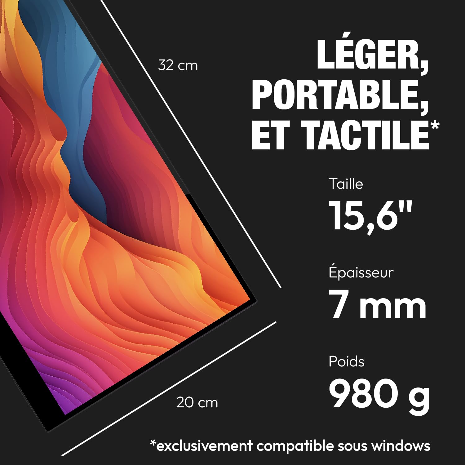 Nomad Touch - Ecran Tactile Portable de 15,6 Pouces Touch avec USB-C et HDMI | 1080P | Connectez aux téléphones, Ordinateurs Portables, PC, Xbox, PS4/5, GS156B2