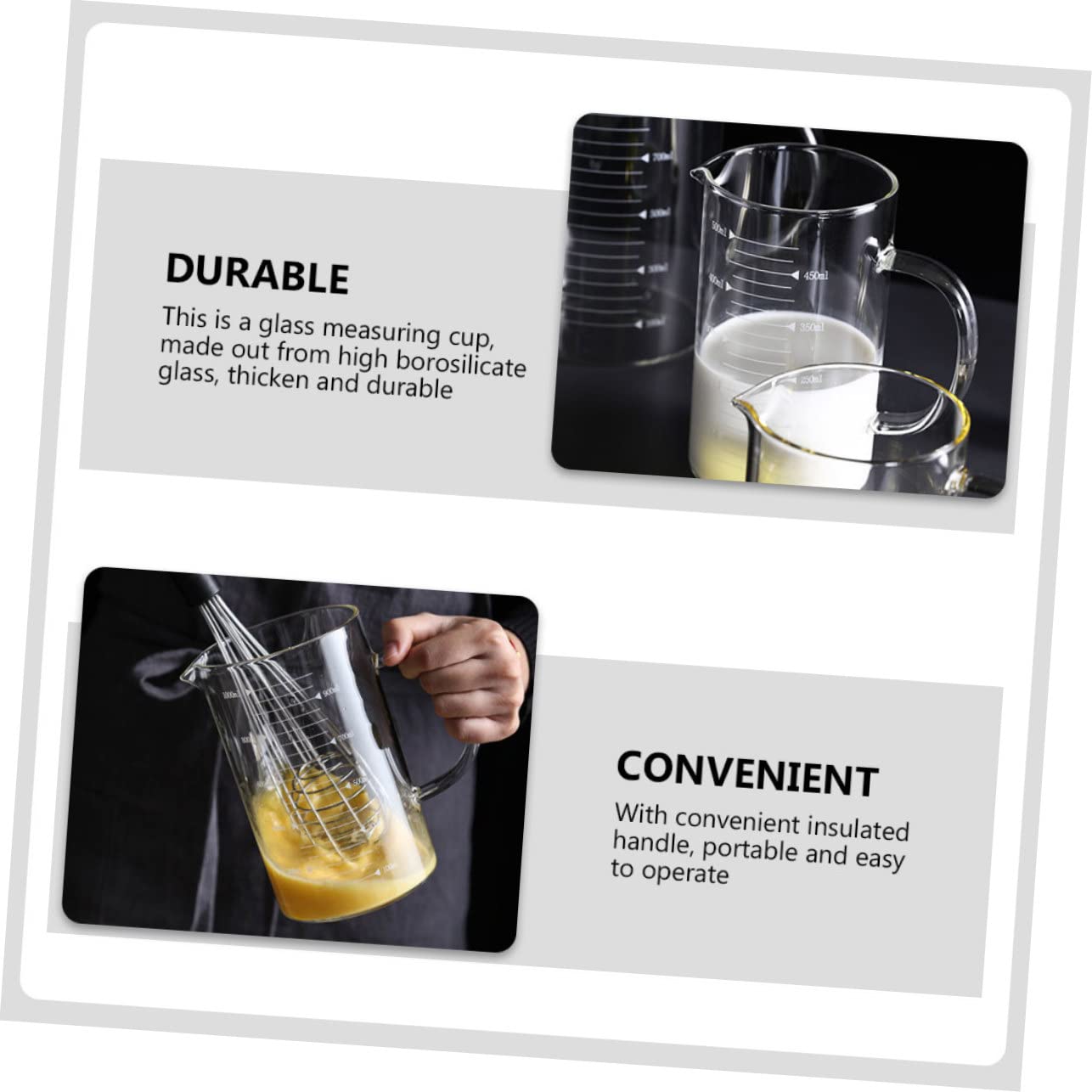 LABRIMP 3pièces Tasses à Mesurer Verre Avec Échelle Pour Cuisine Parfaites Pour Mesurer Lait Miel Vinaigre Et Sauces