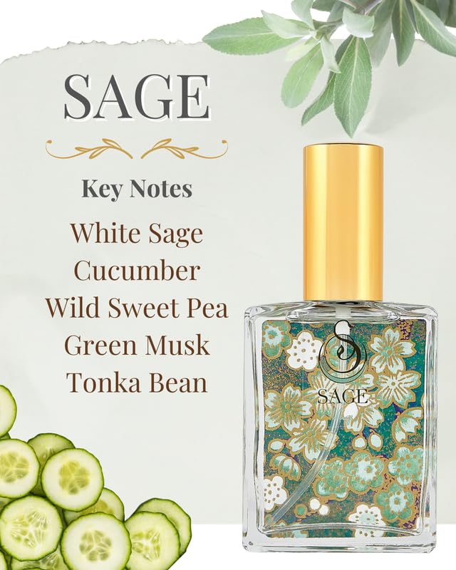 The Sage Lifestyle Sage Luxury Spray, Cucumber, White Sage, Tonka Bean, Sweet Pea, Egyptian Musk, Perfume for Women, Long Lasting, Fresh and Clean Fragrance, Artisan, Parfum, 2 oz, Travel Perfume - Image 2