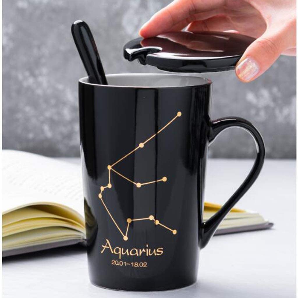 Tazas de Moka Taza para Beber Tazas Y Tazas De Pareja De Doce Constelaciones, Taza De Leche De Café De Cerámica, Taza De Doce Constelaciones, Taza De Café Con Leche Tazas de Desayuno (Color : K)