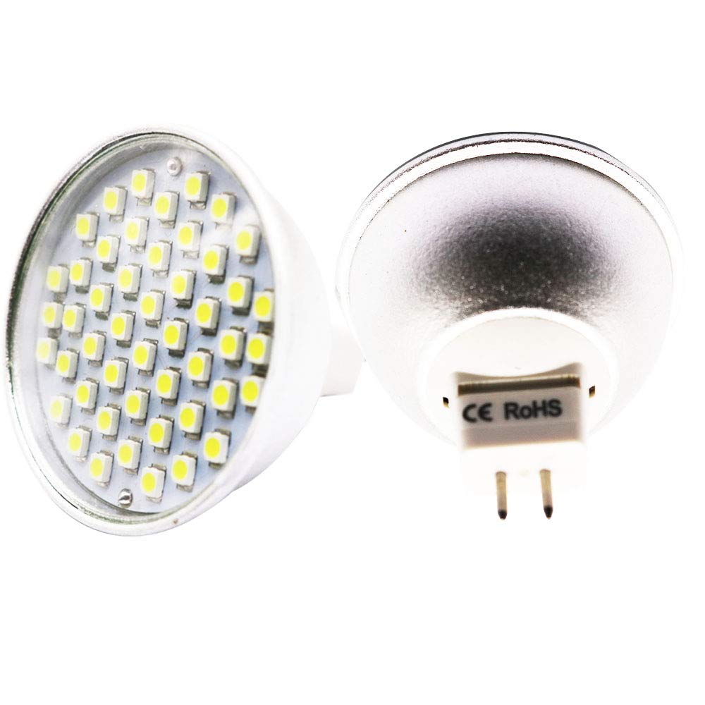 Juego de 20 bombillas LED MR16 de color blanco frío, 12 V, 5 W, repuesto para bombillas halógenas de 50 W, 6000 K, 420 lúmenes, ángulo abstracto de 120°, no regulable, diámetro de 49 x 49