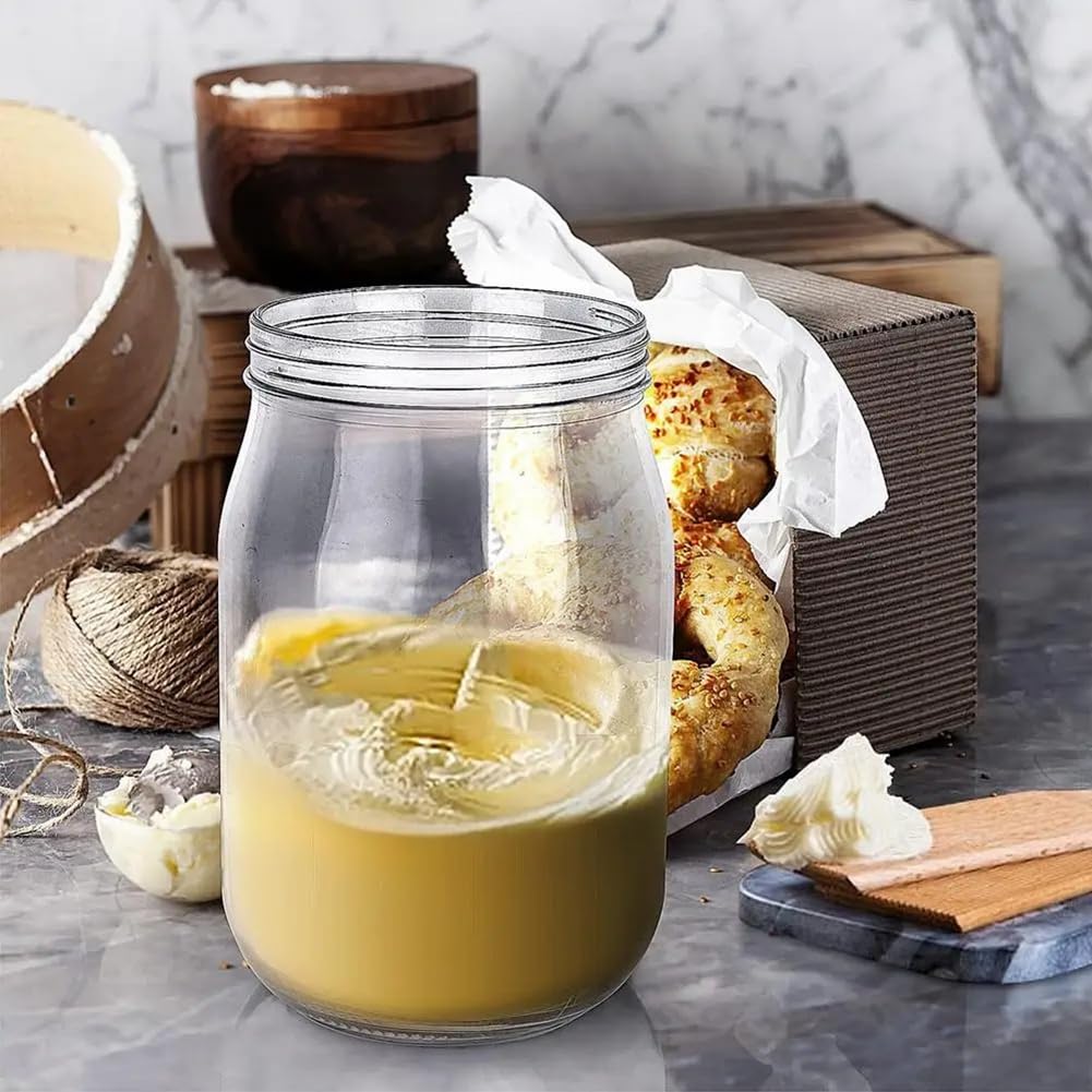 Buttermaschine mit Handkurbel, Manuelle Buttermaschine, Sahnemixer, Silikon-Lebensmittelrührwerkzeug, Einmachglas, Küchenzubehör, 1 L