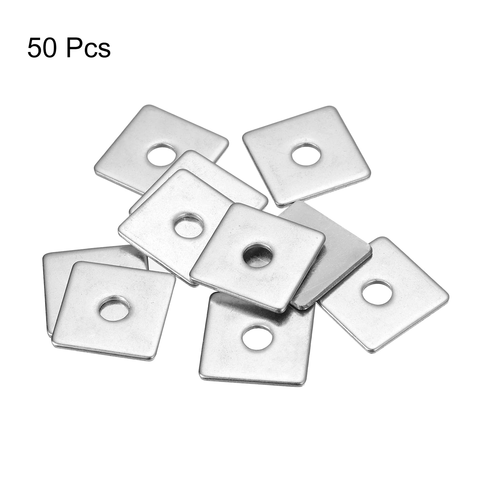 sourcing map Quadratische Unterlegscheiben, 50 Stück, M6 x 20 x 20 x 1,5 mm, 304 Edelstahl, quadratische Unterlegscheiben, flache Unterlegscheiben, Abstandshalter Dichtung für Hardware-Befestigung