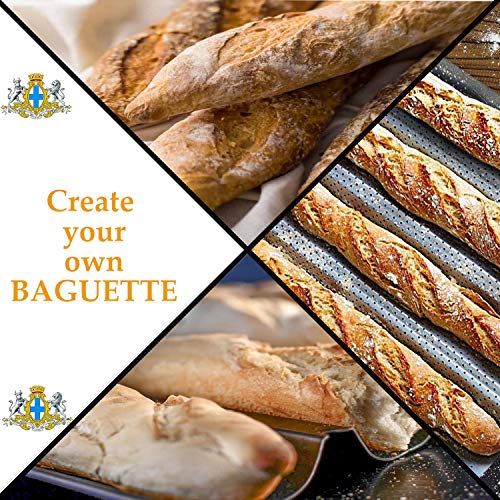 image for MBDC Baguette Pan - 3 Brush Included French Bread Baking Pan Nonstick 