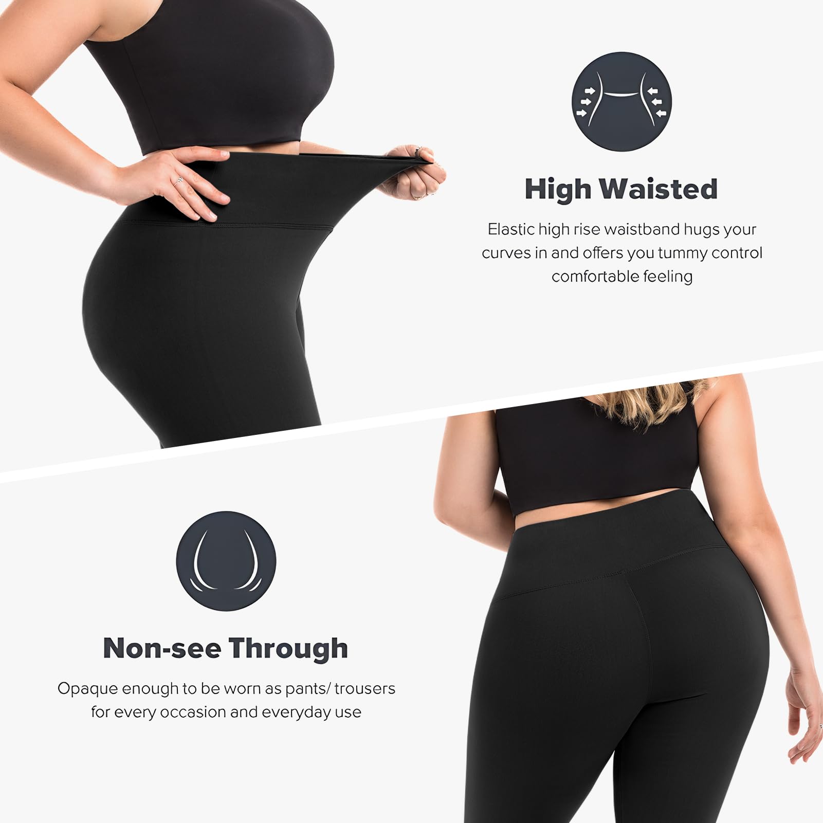 SINOPHANT Legginsy damskie z wysokim stanem, duże rozmiary, sportowe legginsy damskie, na siłownię, na