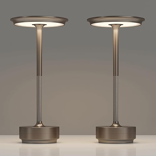 Miniatura 1 de Paquete de 2 lámparas de mesa inalámbricas recargables, luz de mesa portátil con batería de 5000 mAh, luz de mesa LED de atenuación continua de 3