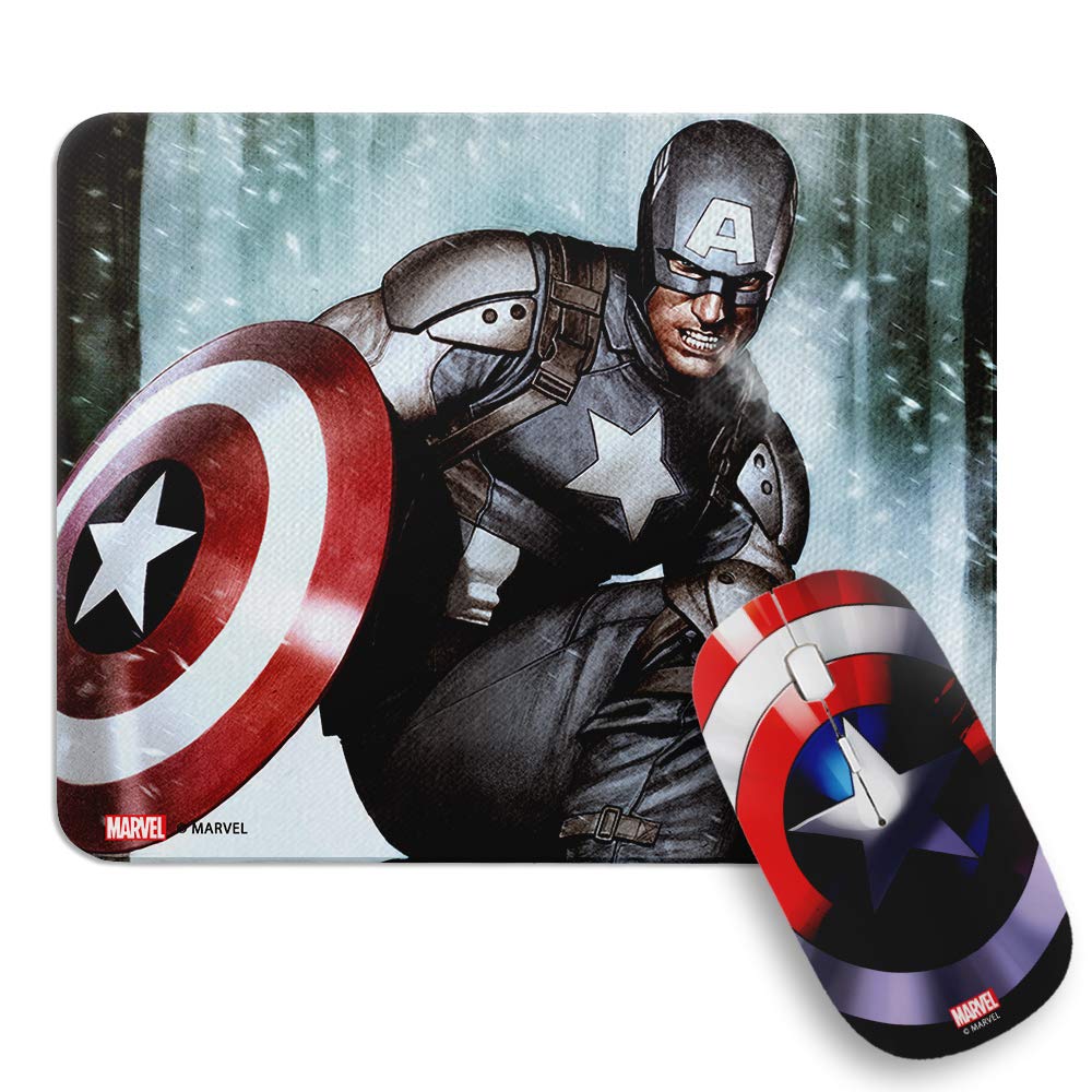 Wackylicious Marvel: Captain America Superhero Landing Wireless Mouse and Mouse Pad combo