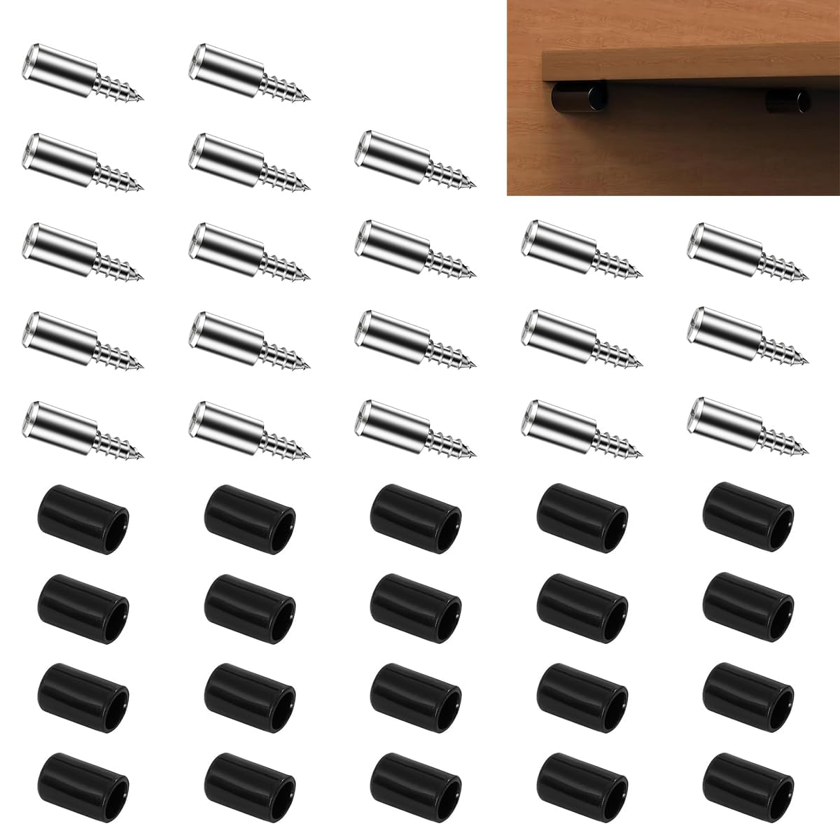 Fennec Mart Shelf Support Pegs with Anti-Slip Silicone Sleeve 20 Pack Heavy Duty Pins for Cabinets, Closets & Furniture Nickel-Plated Iron Pegs for Secure & Stable Shelving Support (Black)-image-3