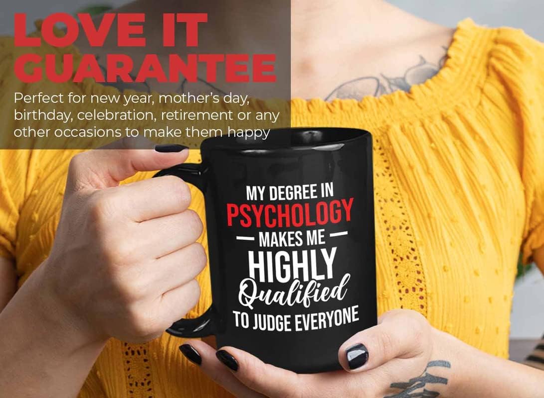 Bubble Hugs Psychologist Coffee Mug 15oz Black - Degree in Psychology - Therapist Behavior Analyst Community Office Mental Sarcastic Psychologist Health