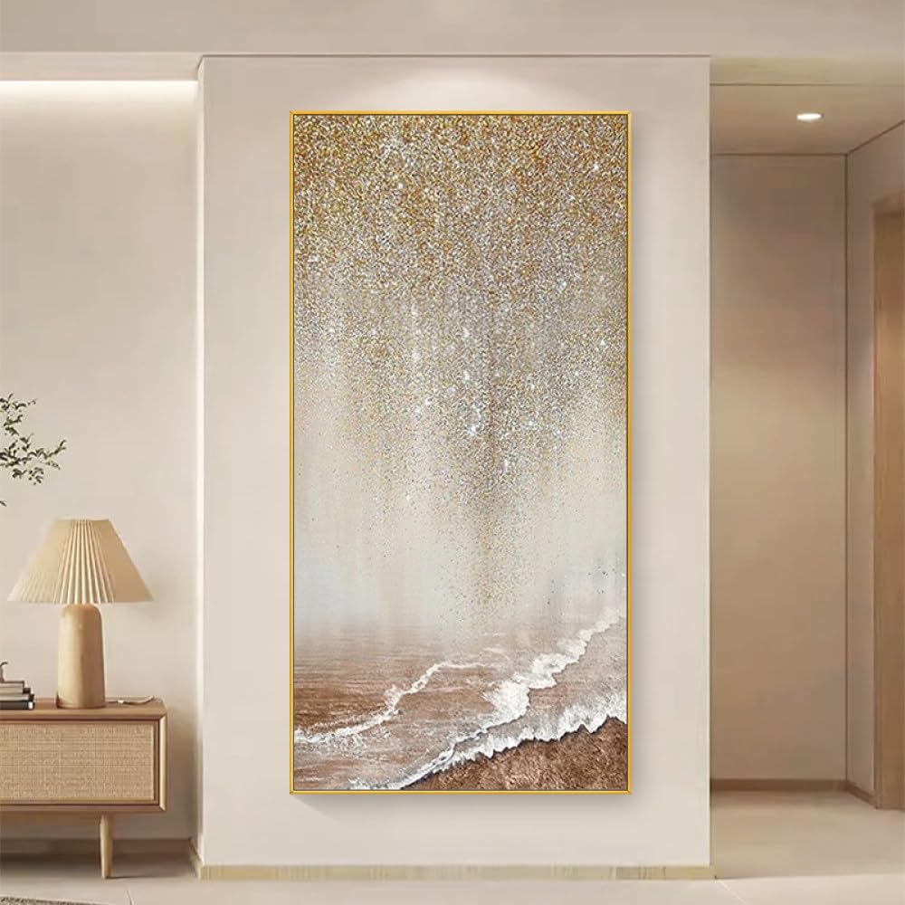 Tableau d'art mural vertical peinture à l'huile peinte à la main galaxie