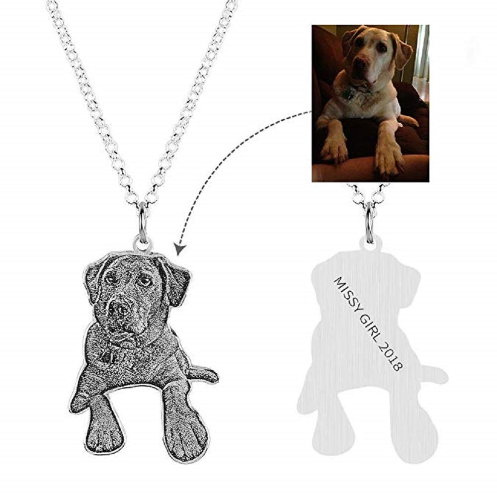 Collana con ciondolo personalizzabile con foto del nome di animali domestici, gatto, cane, collana in argento per donne, ragazze, ragazzi, amici, uomini