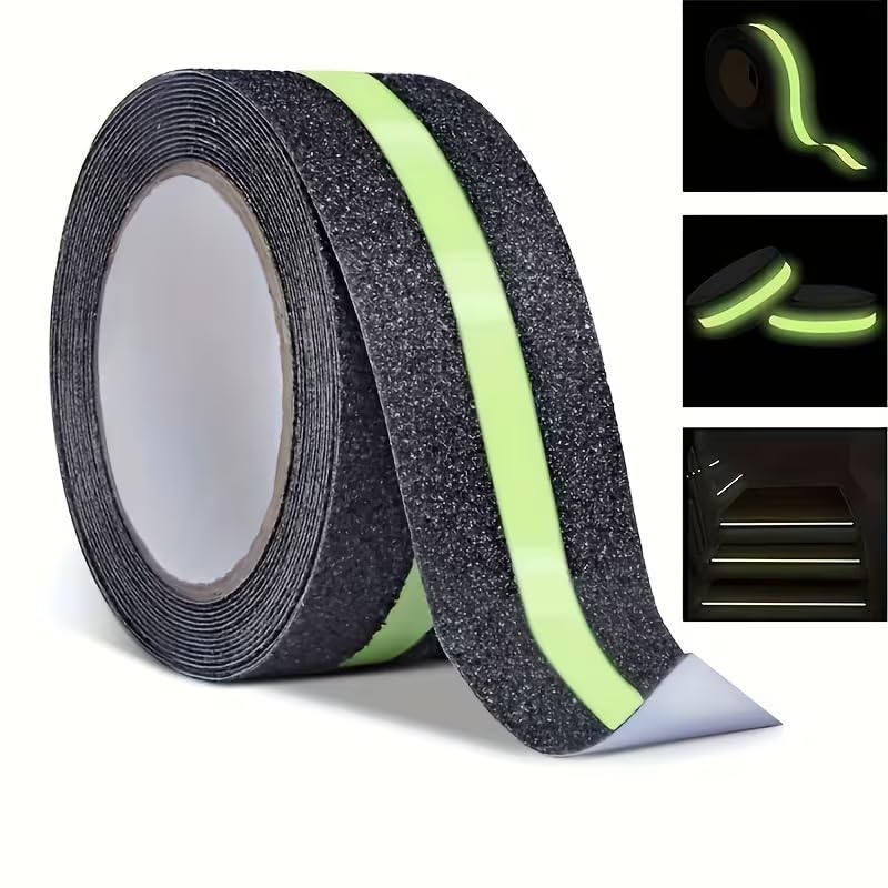 Glow in The Dark Anti Slip Tape, Super Strong Adhesive, Weatherproof Non Slip Strips for Stairs, Ramps, Decks, Green