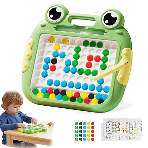 PATPAT® Magnetic Drawing Board for Kids, Magnetic Dot Drawing Board with 58Pcs Colorful Pegs & 7 Pattern Cards, Educational Puzzle Game Kids Toys for 2-5 Years Boy, Girls Gift Items 22x21.5cm