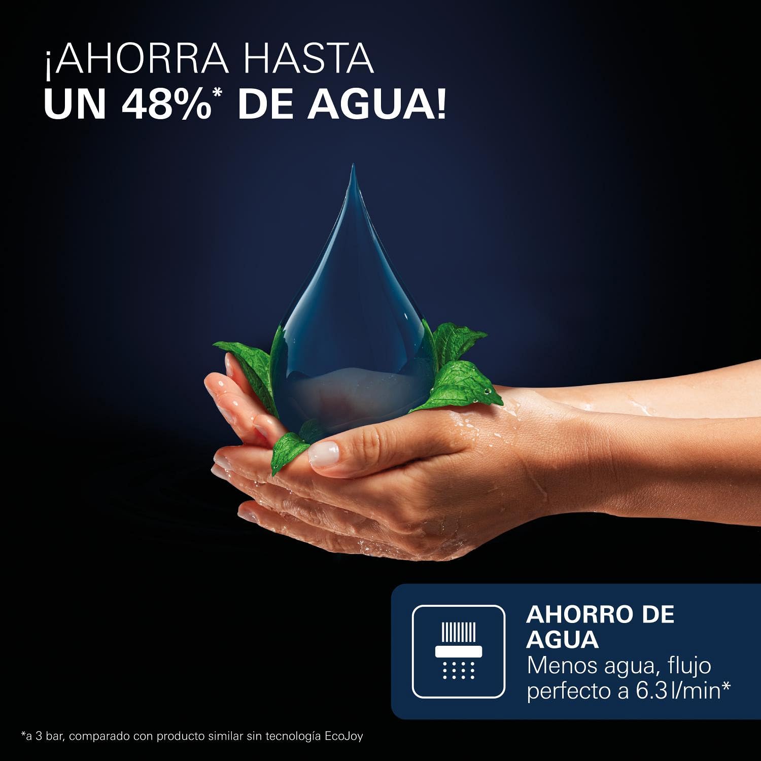 Set Alcachofa de Ducha y Soporte Pared GROHE Vitalio Joy+ 120 (Ø120mm, 3 chorros, ahorro 6,3 l/min, antiquemaduras, manguera de ducha 1,5m), Cromo, 1348650000