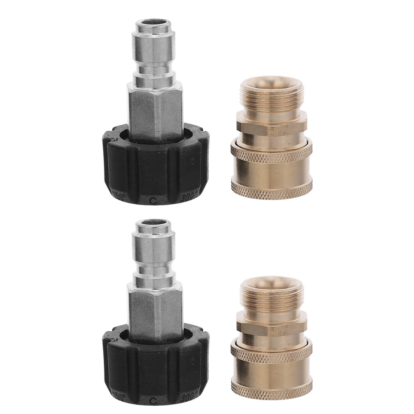 Lurrose Kit di 4 adattatori per idropulitrice - Raccordi a connessione Rapida M22-14mm - Giunto Girevole per Tubo Flessibile da 3/8" - Connettore con Filettatura Maschio per Tubo Flessibile