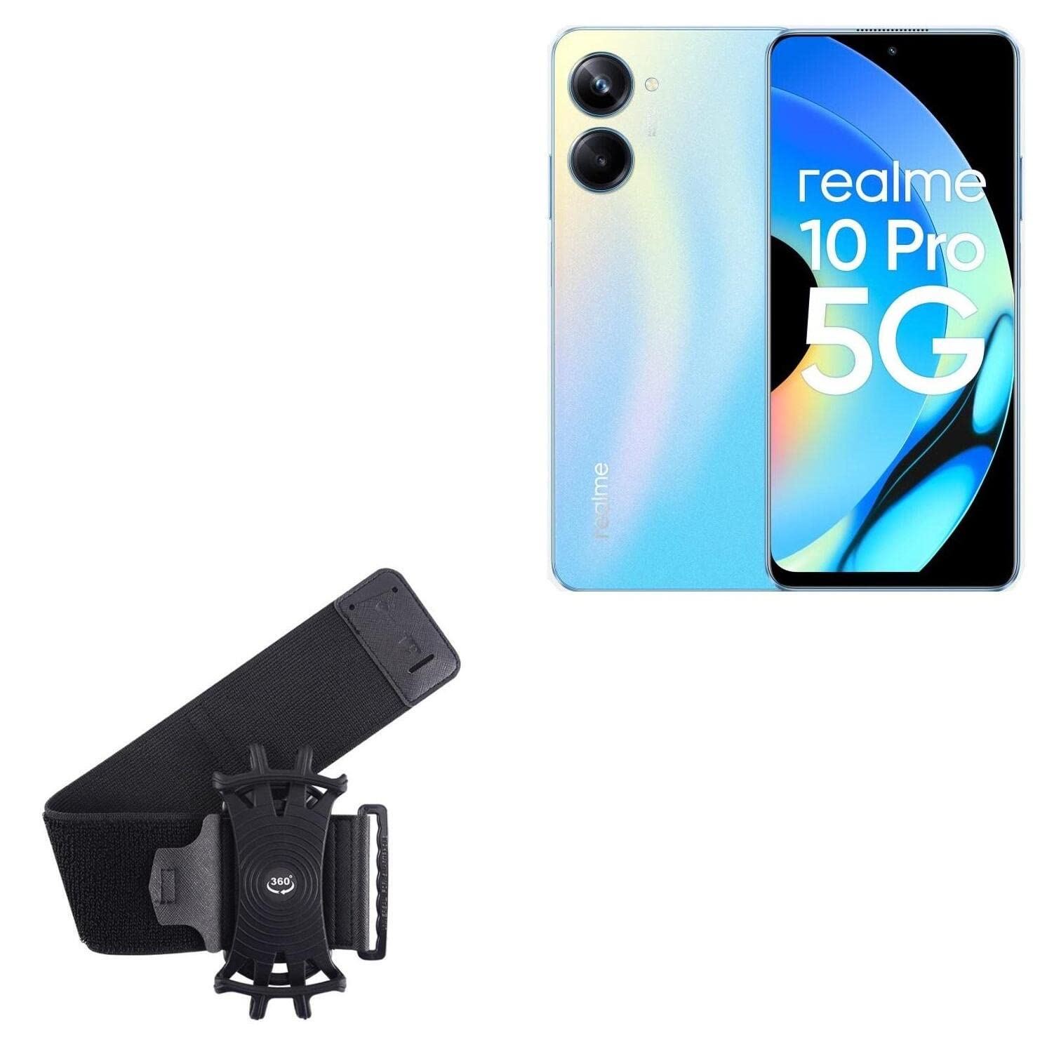 BoxWave Holster Compatible with Realme 10 Pro+ - ActiveStretch Sport Armband, Adjustable Armband for Workout and Running - Jet Black