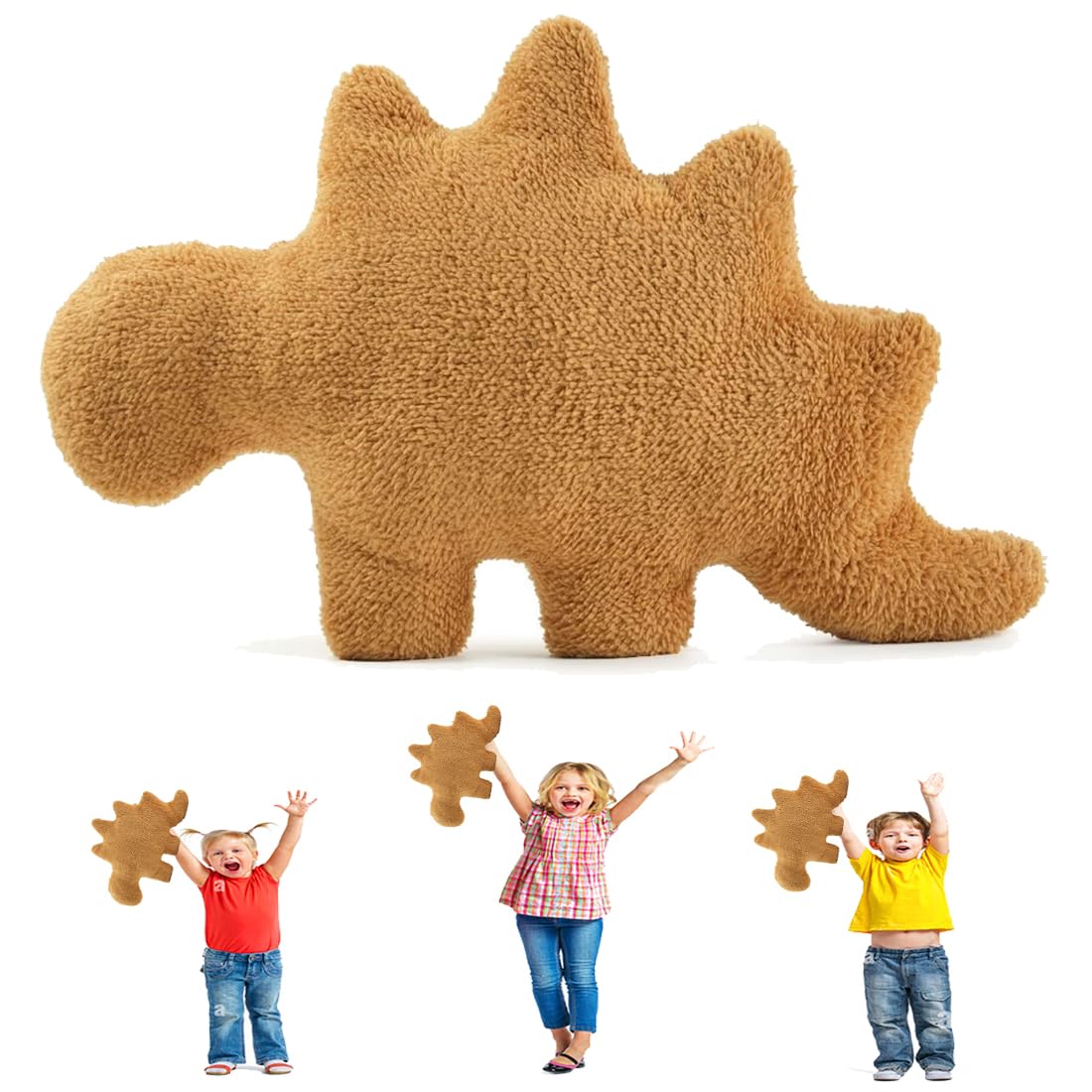 HONGECB Dino Nugget Cushion Cuddly Toy - Chicken Nugget Cushion, Fluffy Plush Toy & Stuffed Toy in Dino Shape, Odourless Plush, Funny Gift for Children, Approx. 30 cm (Stegosaurus)