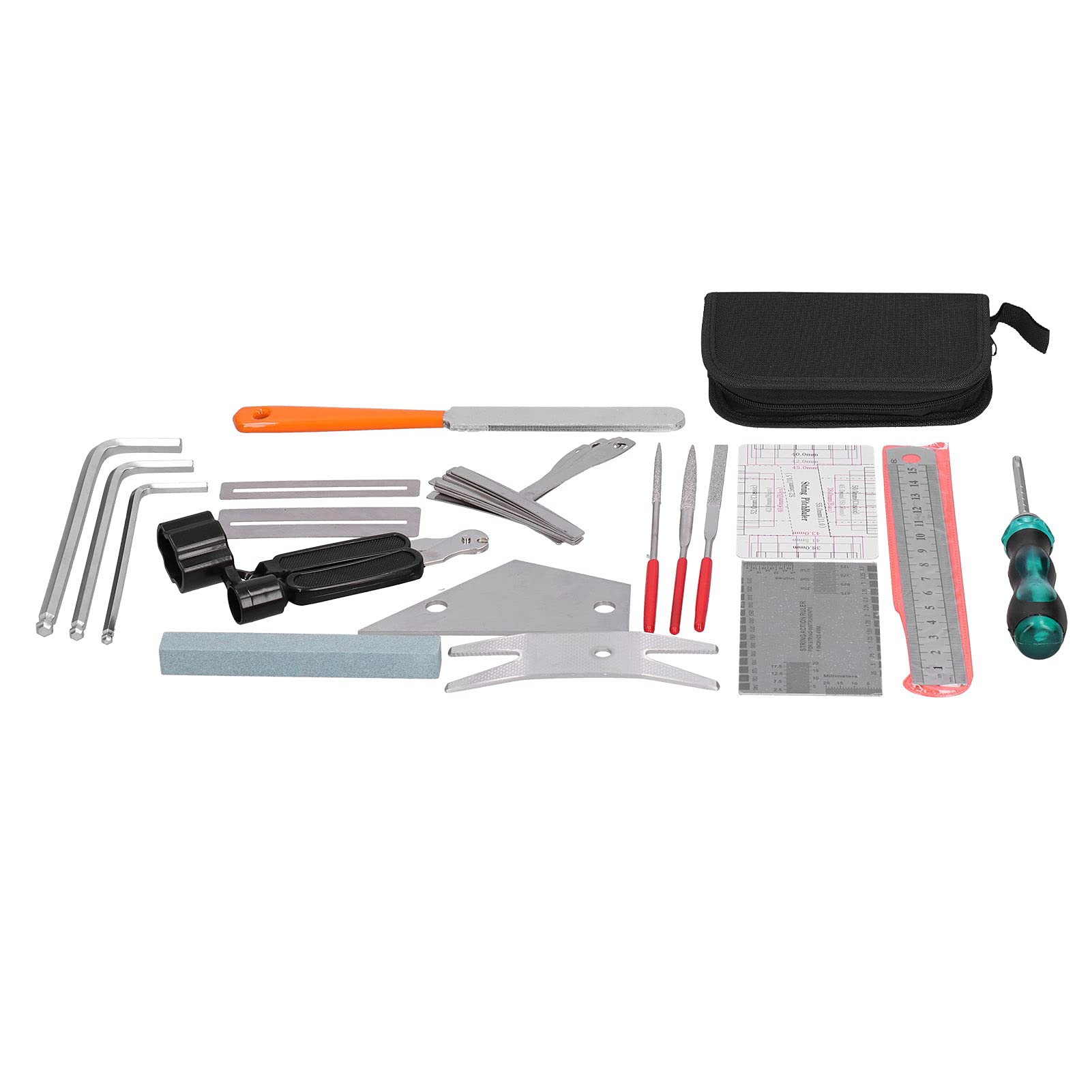 Outils de réparation de guitare, lime polie, Kit de réglage de mesure d'instrument de musique en acier inoxydable, ensemble complet pour l'entretien de la guitare