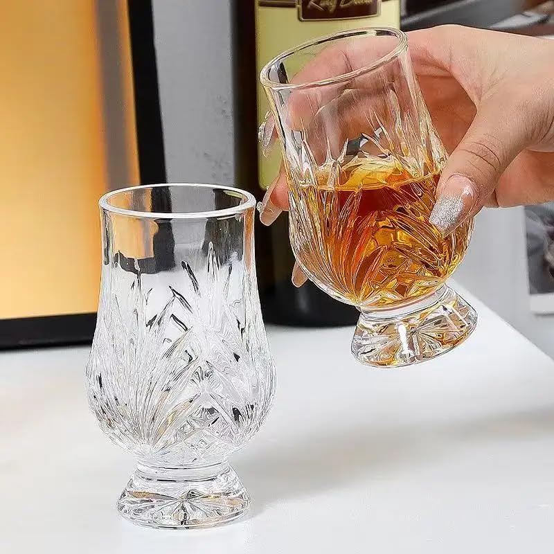 Livaas 160ml Brandy Snifter Whisky Glasses Tumbler,Crystal Cut Whiskey Glass,Juice Glass (Set of 4) 1