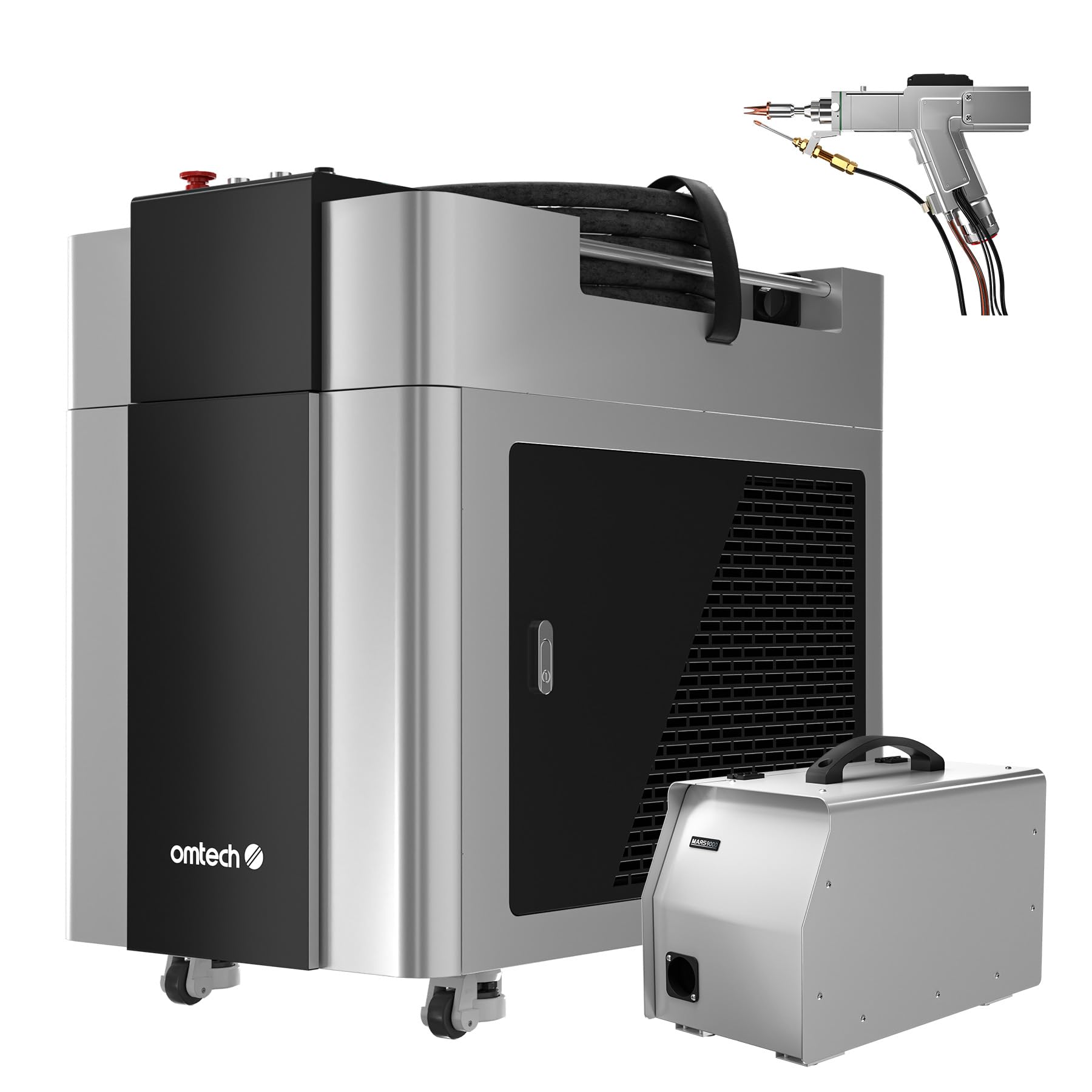 OMTech 1500W Handheld Fiber Laser Welder, 3 in 1 Laser Welding Cleaning Cutting Machine with Laser Gun, Wire Feeder, Built-in Water Chiller, 20