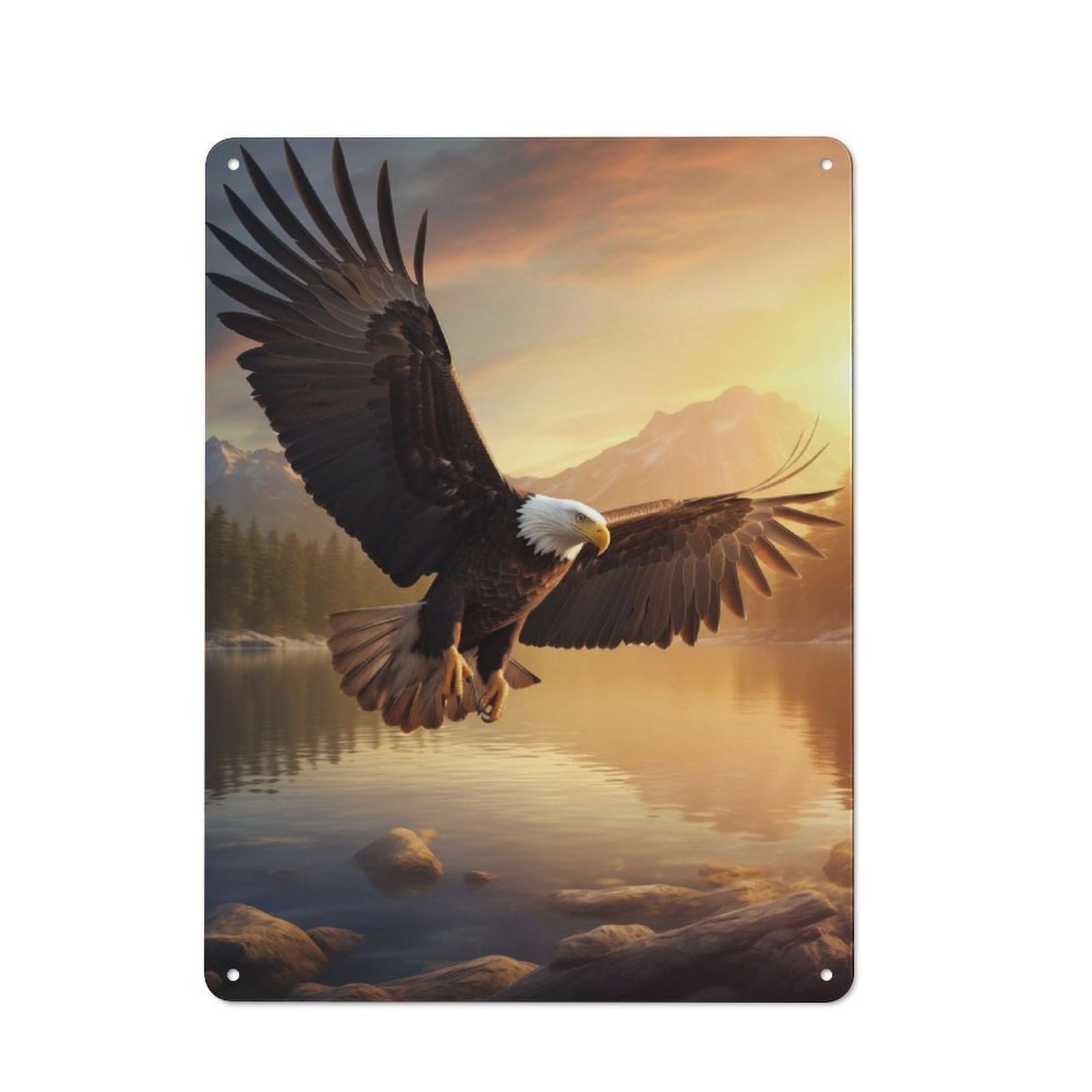 Junmoney Eagle Flying Sea Tin Wall Plaque 40X30cm With For Guest Room Or Hallway, For Hallway Wall Decor Fans